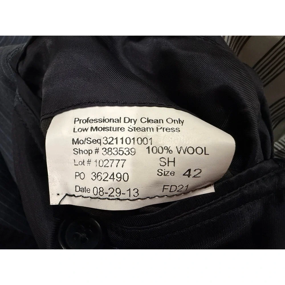 Brooks Brothers Mens SH Blue Pinstripe 100% Wool Blazer Sport Coat Size 42